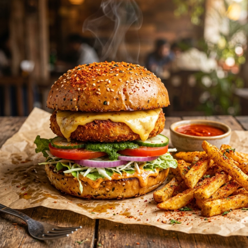 Peri Peri Veggie Burger With Cheese